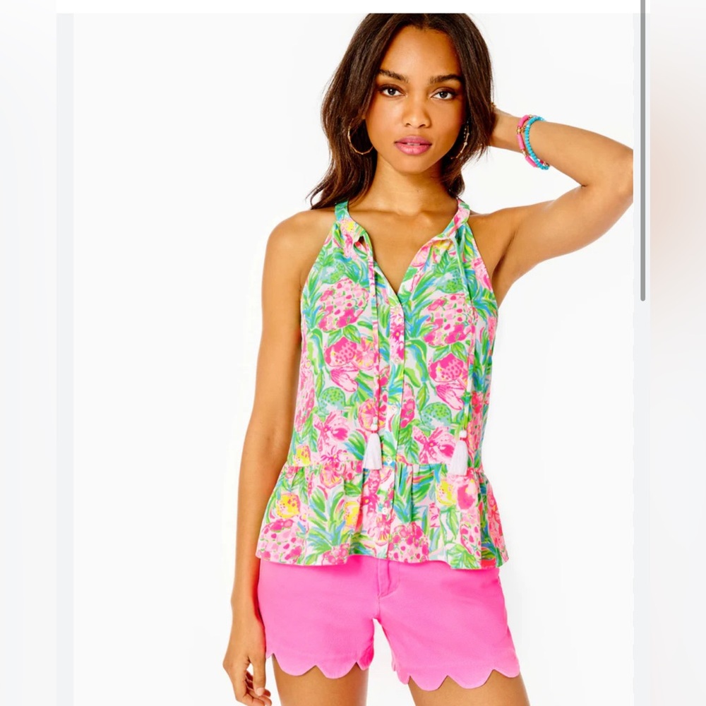 Lilly Pulitzer NWT Carolane Halter Top Pear Necessities - sleeveless Summer top
